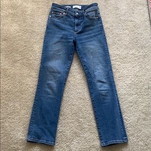 Mango straight stretch cropped mid-rise jeans.